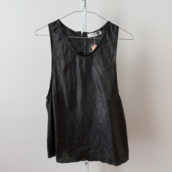Anine Bing Tops - Anine Bing sz XS Black Perforated 100% Lambskin Leather Tank Top Back Zip Goth‎